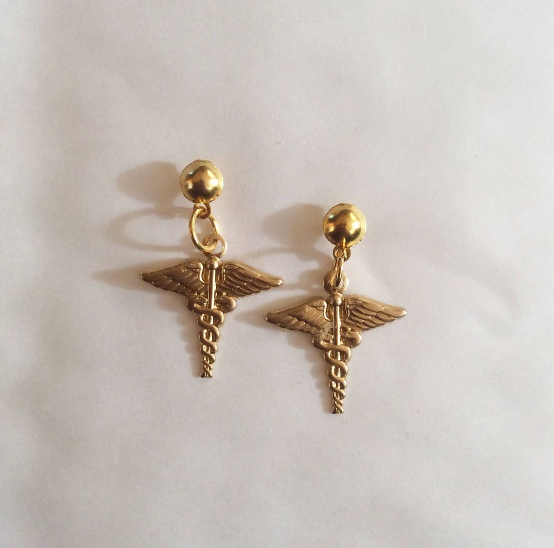 Doctor Nurse Medical Charm Stud Earrings Raw Brass for Pierced - Etsy UK