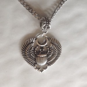 Escarabajo egipcio Símbolo Tono Plata Collar 48cm