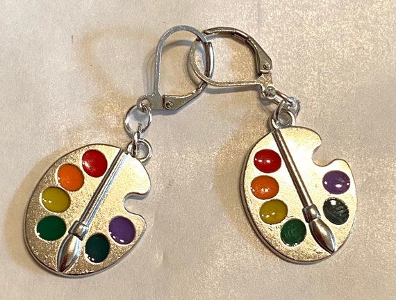 アーティストパレット シルバートーン エナメル ハンドメイド ピアス