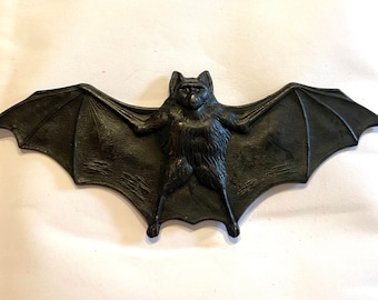 Vampire Bat wide wings brooch pin vintage black finish Halloween Gothic Evil bat