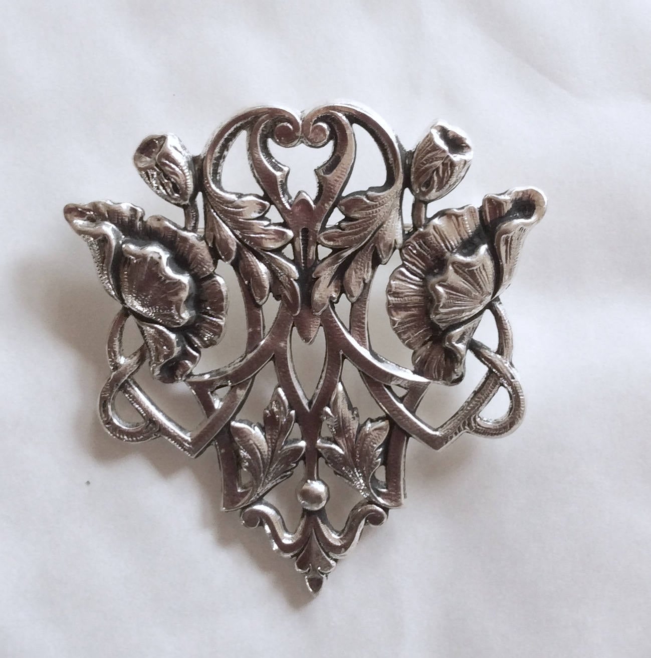 Broche Ancienne Porte-photo Style Art Nouveau/Art Déco - Occasion, Couleur Argenté, Sans Marque