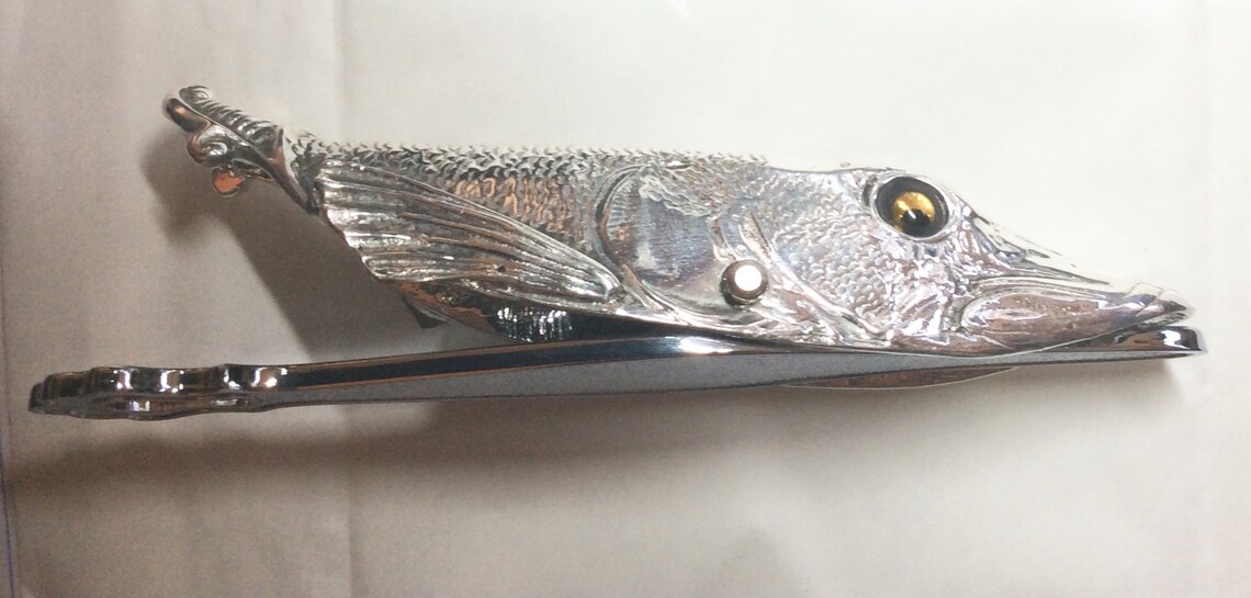 Pike Fish Paper Clip Holder, Fish Head Clip, Silver Plated Pewter, to ...