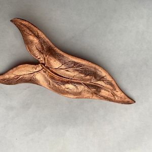 Art Nouveau style leaf copper coloured brooch pin from vintage finding
