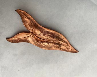 Art Nouveau style leaf copper coloured brooch pin from vintage finding