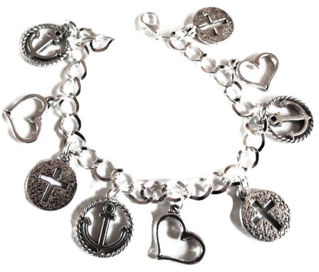 Faith Hope and Charity Handmade Silver Tone Charm Bracelet Etsy