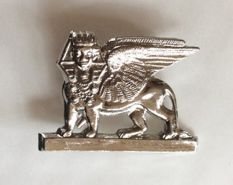 Egyptian Sphinx  Pharaoh Egypt silver toned charm  brooch/pin