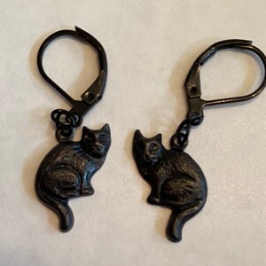 Sitting Cat black cat handmade detailed earrings for pierced ears nickel free