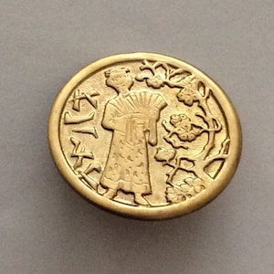 Japanese lady brooch cherry blossom created from vintage finding raw brass