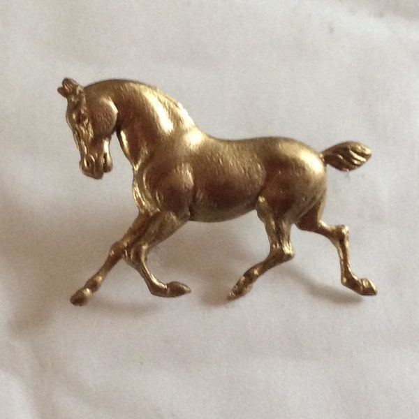 Little horse mini tie pin, brooch, lapel pin raw brass vintage finding