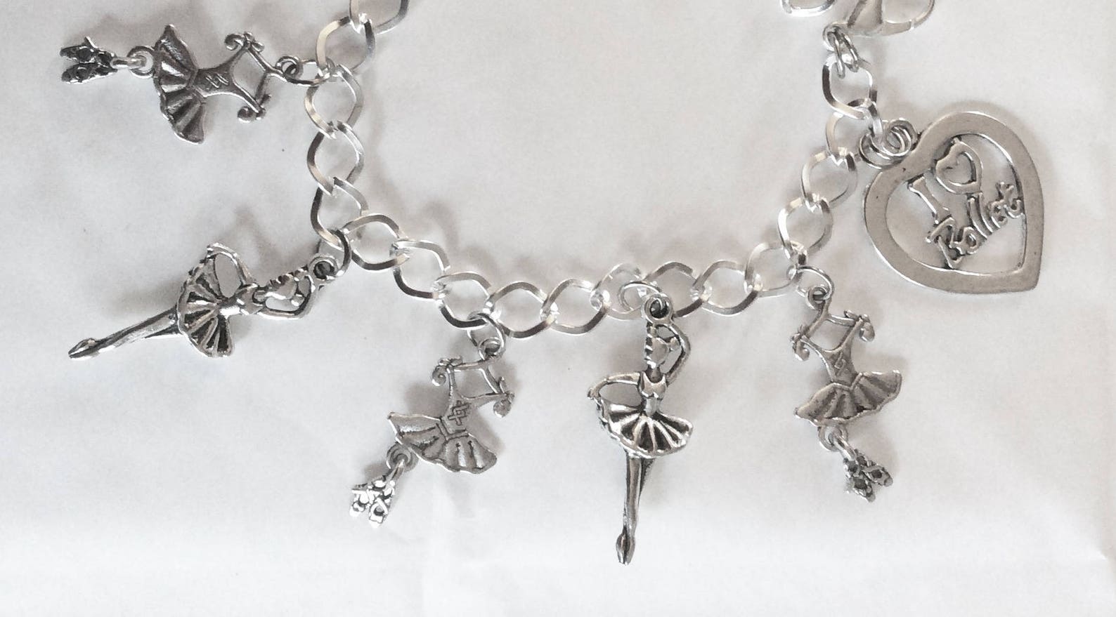 love ballet dancing tone charm bracelet choice of lengths from 19- 21 cm