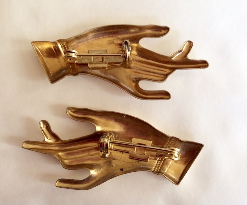 Pair of Elegant Hand Brooches Pins Two Hand Statement Brooches Etsy UK