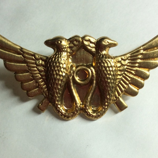 Egyptian brooch Double headed eagle bird Pharaoh Sphinx Egypt charm raw brass  brooch/pin