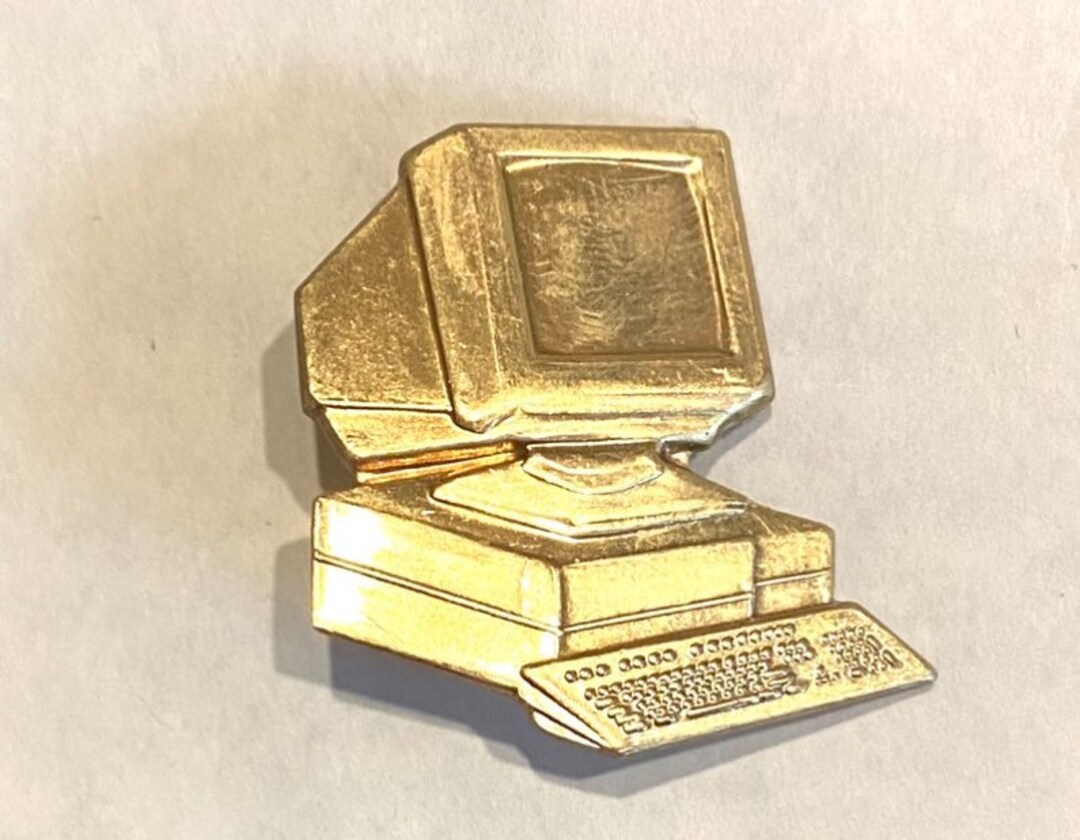 Computer Vintage Tech Geek Brooch Pin Raw Brass Vintage Finding - Etsy