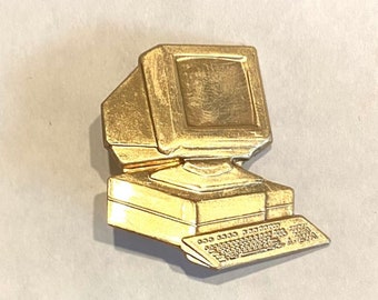 Computer vintage tech geek brooch pin raw brass vintage finding
