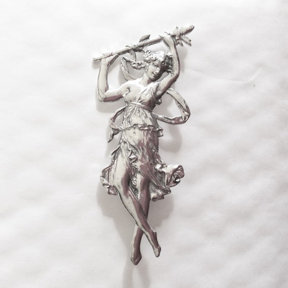 Broche Ancienne En Argent Sterling - Porte-photo Art Nouveau, Occasion