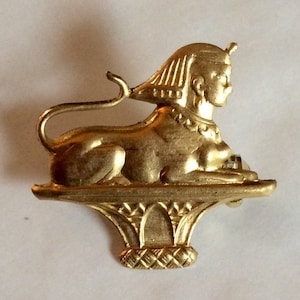 Egyptian Cleopatra  Sphinx Egypt  charm raw brass  brooch pin
