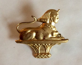 Egyptian Cleopatra  Sphinx Egypt  charm raw brass  brooch pin