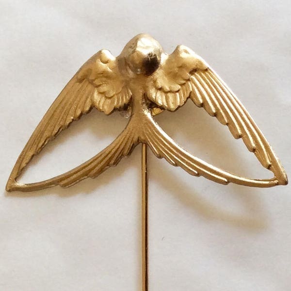 Swallow Art nouveau style stick pin vintage finding vintage raw brass