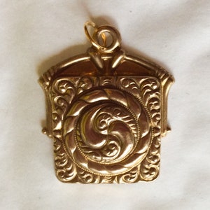 Vintage watch fob scroll design raw brass pocket watch watch chain charm 1930s