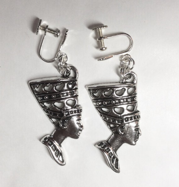 Egipcio Estilo Nefertiti Tono De Bronce Grande Hecho A Mano pendientes para orejas perforadas