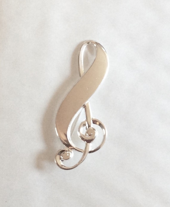CHIAVE DI VIOLINO, Spartito e Note Musicali : Spilla da Giacca in Argento 925 EUR 27,50