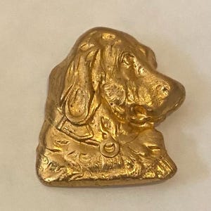Vintage flat coat golden retriever Labrador dog head brooch pin with tie tac fitting raw brass vintage finding