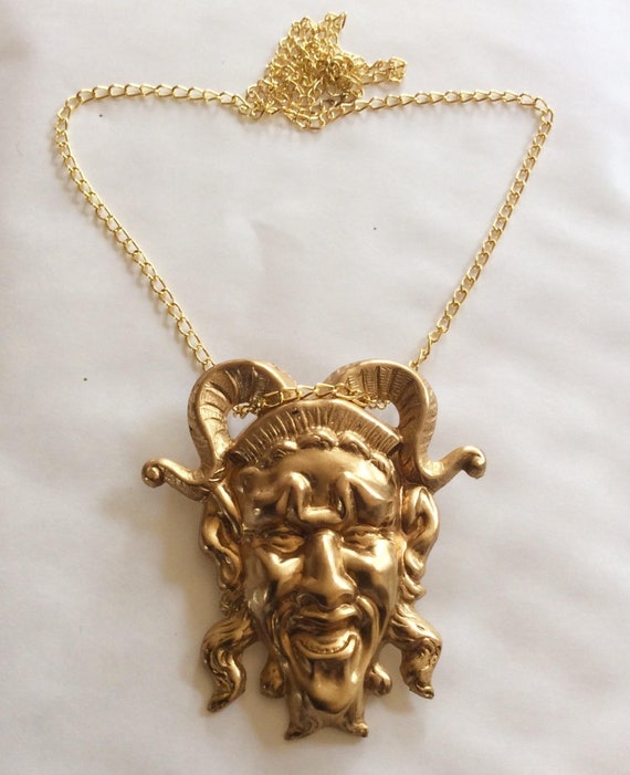 Devil Pendant Necklace Stamped Raw Brass AND Brooch pin Demon Satan Lucifer Pan Vintage Finding Tie Tac Fastening Etsy Canada