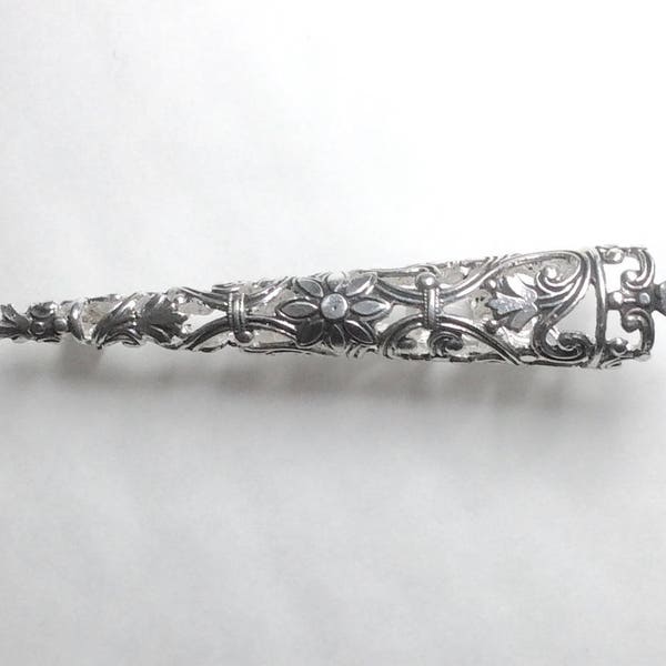 Art nouveau pierced boutonnière lapel pin posy flower holder silver plated groom best man wedding metal  buttonhole flower clip holder