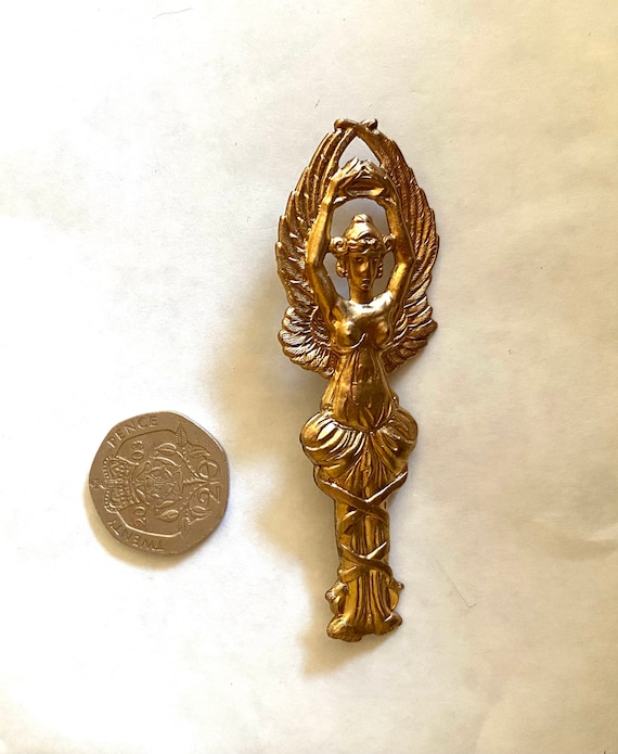 Goddess Victory brooch pin art nouveau style raw … - image 2