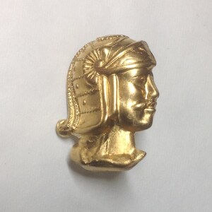Knight Lancelot in shining armour lapel brooch pin Victorian style handmade raw brass tie tack fitting