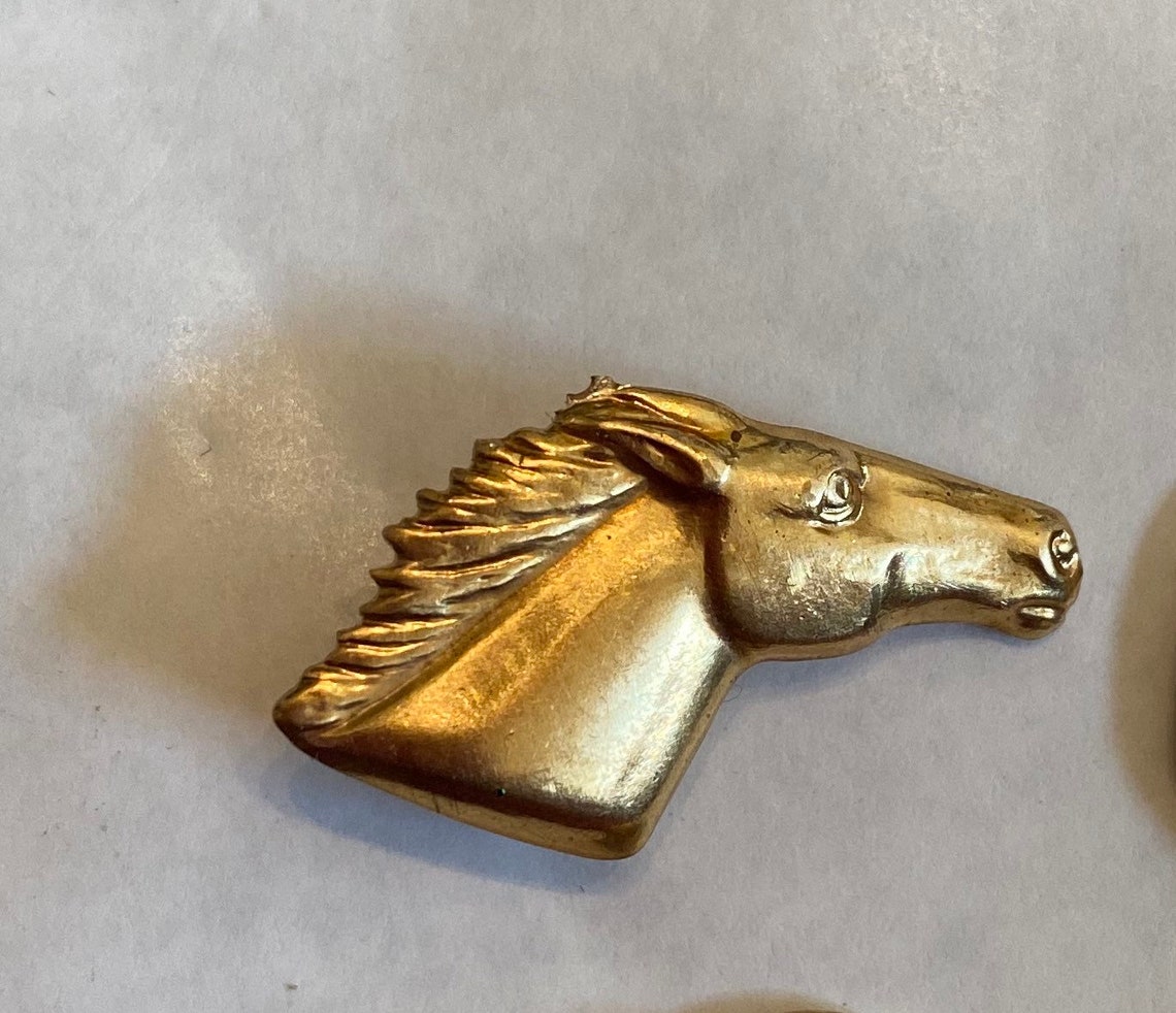 Small Horse Mini Pin Brooch Lapel Pin Raw Brass Vintage Etsy