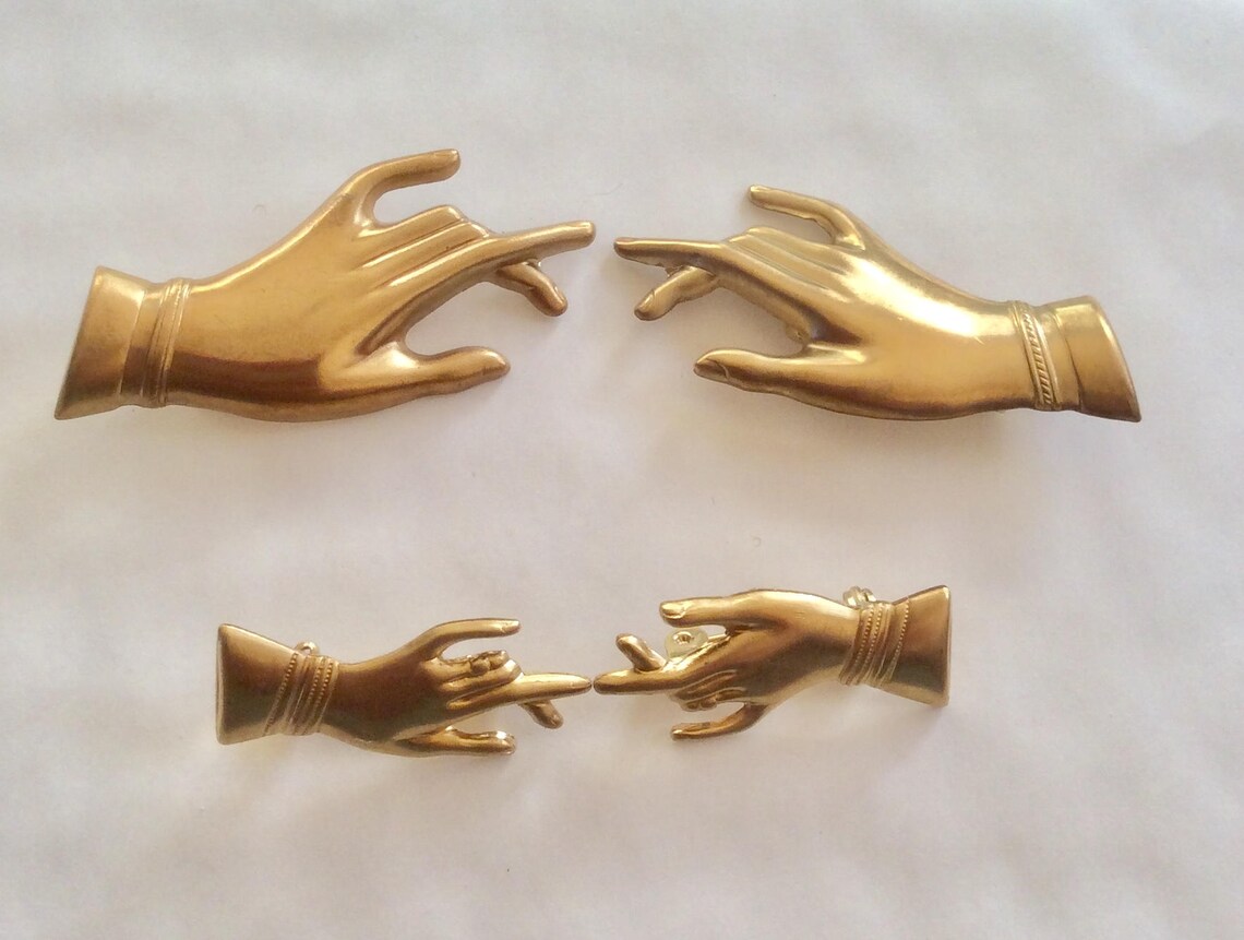 Pair of Elegant Hand Brooches Pins Two Hand Statement Brooches Created ...