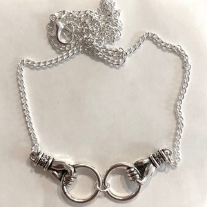 Zwei Hände Wendbare Halskette Paar Hände Halskette Silber Ton Charme 56 cm Kette