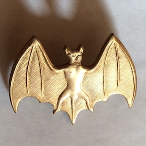 Vampire Bat brooch pin vintage raw brass finding gold tone Halloween Gothic Evil bat