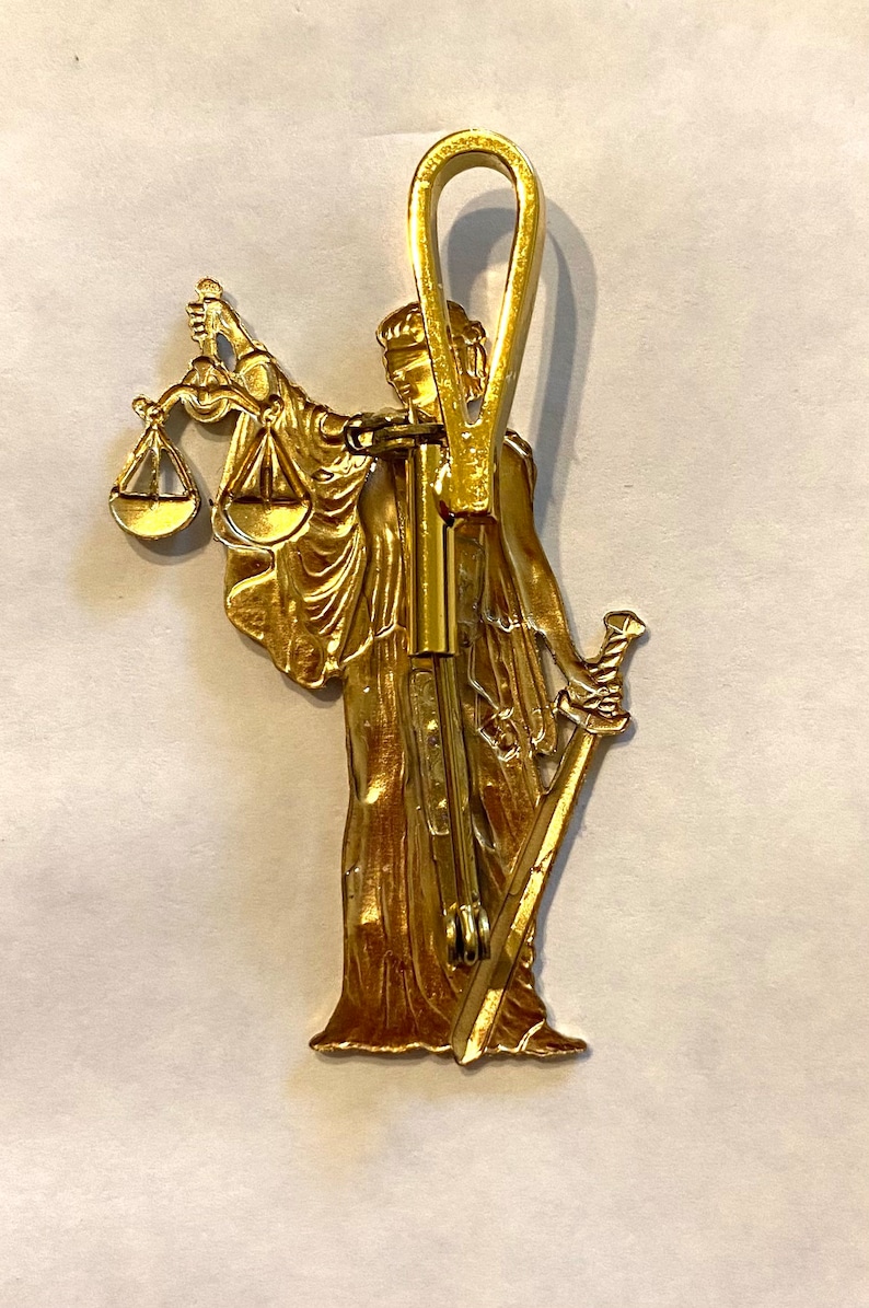 Lady Justice brooch AND pendant law courts, lawyer, barrister Attorney raw brass brooch pin vintage finding image 5