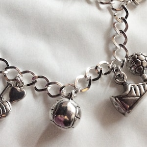 Football soccer lover silver tone charm bracelet available in lengths of 19-21 cm