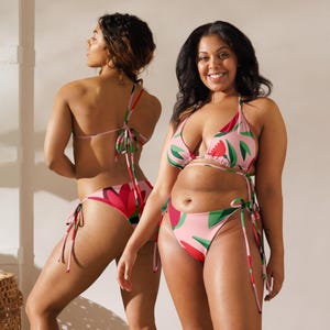 Red Blooming string bikini set- Cute Women Bikini Set-  Beach - Pool- Vacation- Caribbean
