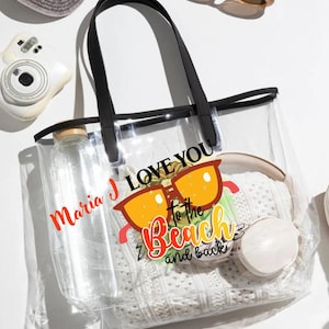 Personalized Beach Clear tote bag- Custom Transparent Tote bags- Beach bags