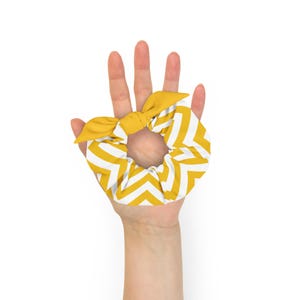 Mustard Geometric Recycled Scrunchies- Beach hair scrunchies