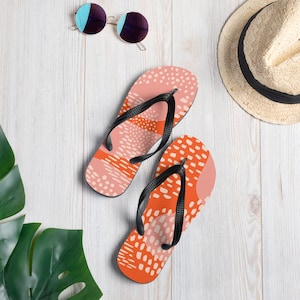 Orange prints Flip-Flops, Beach Style Sandals - Summer slippers