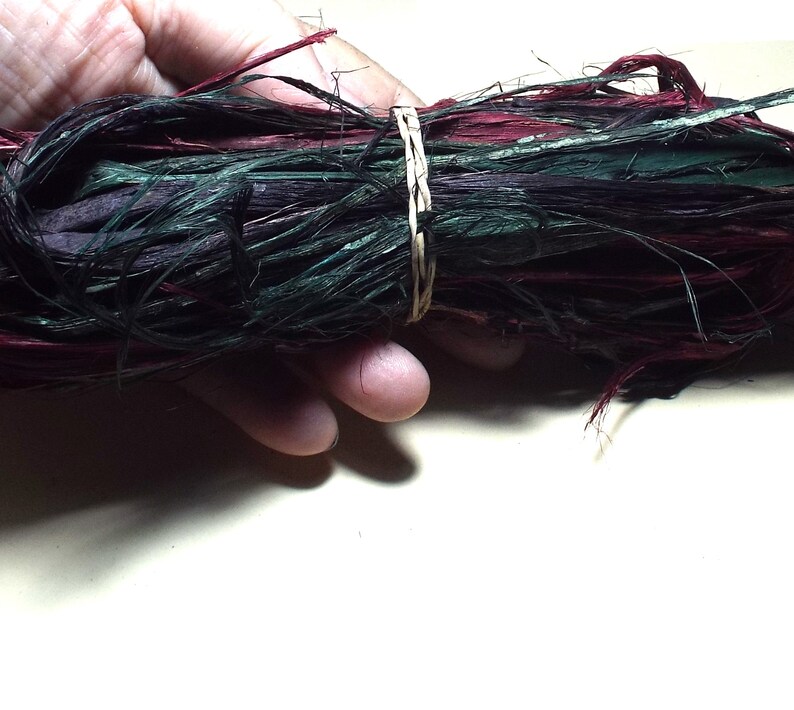 Dyed Hibiscus Fiber Multicolored Pine Needle Basket Accent Coiling Basketry Natural Bark Long Fibers Cordage Twining Gourds Baskets image 3