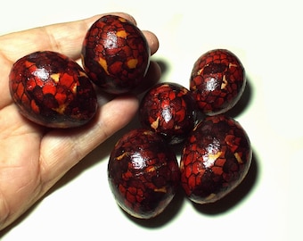 Dragon Eggs Egg Gourds Small Spring Art Easter 6 Basket Bowl Filler Ornaments Décor Colorful Red Decoupaged Fantasy