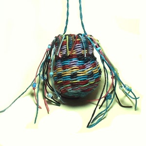 Wild Weave Waxed Linen Necklace Casual Artisan Jewelry Pouch Multicolored Rainbow Unique Gift for Women image 2