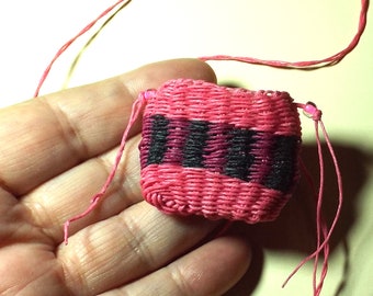 Necklace Waxed Linen Woven Casual Artisan Jewelry Waxed Linen Fiber Pouch Pink Black Magenta
