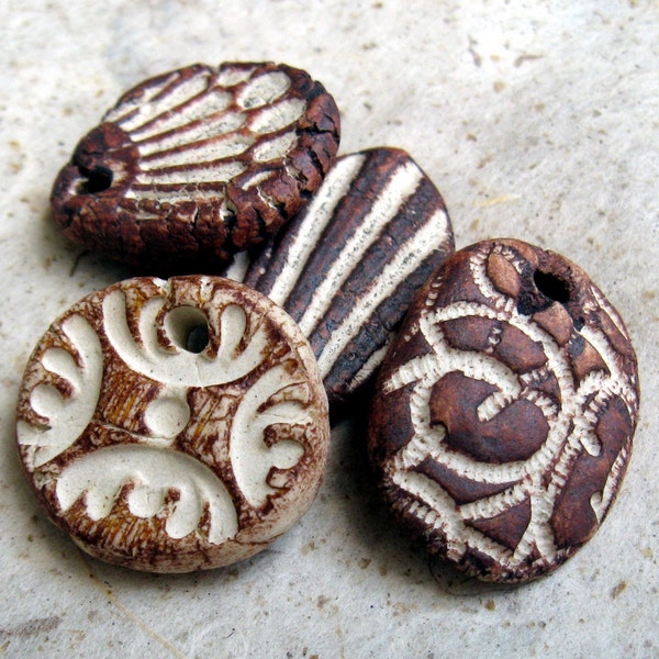 Pendants, 4 Rustic  Stoneware