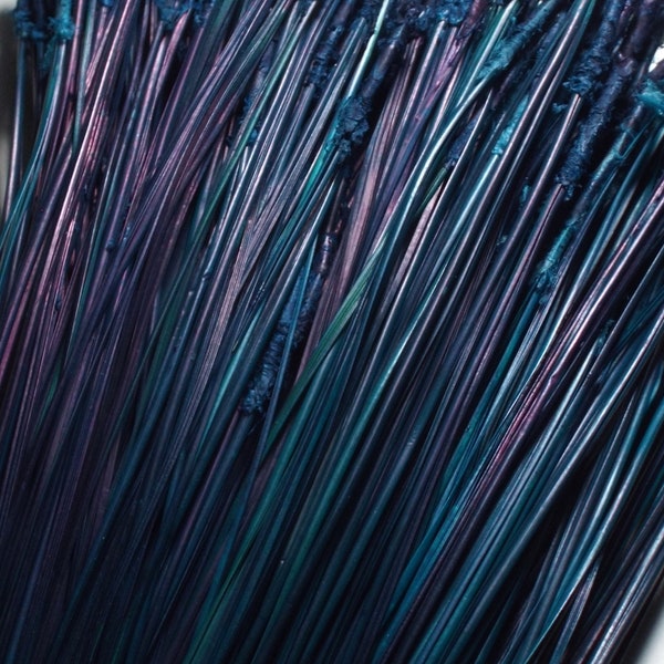 Dyed Pine Needles Iridescent Turquoise Purple Pine Needle Basketry 4 OZ Bundle Black Iris Long Leaf Coiling Weaving Supply