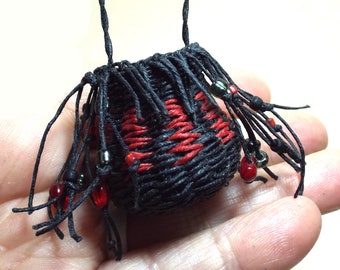 Pendant Waxed Linen Woven Fiber Necklace Casual Artisan Jewelry Pouch Black Red Charity Shop Animals