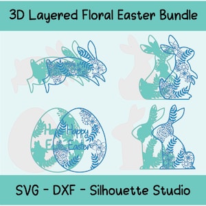 3-lagiges Osterei und Kaninchen SVG DXF Silhouette Studio Set Perfekt für Osterarbeiten & Dekorationen