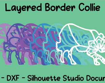 Mandala Border Collie em camadas 3D SVG, DXF, arquivo Silhouette Studio
