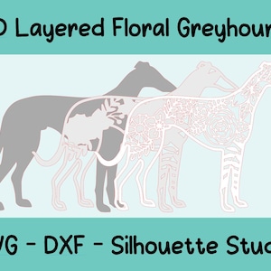 File SVG, DXF, Silhouette Studio di levriero a strati 3D